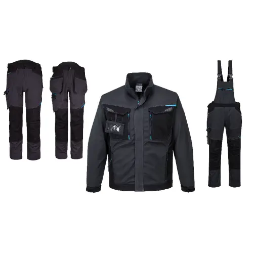 Ubranie Robocze bluza+spodnie do pasa/spodnie z kieszeniami kaburowymi/ogrodniczki WX3 PORTWEST (T703, T701, T702, T704) szare/niebieskie